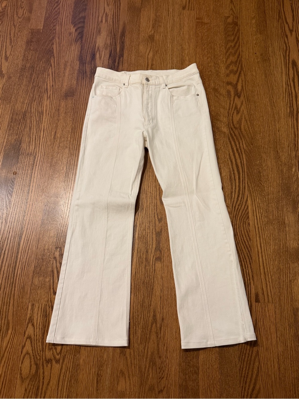 Massimo Dutti Cream Wide-Leg Jeans